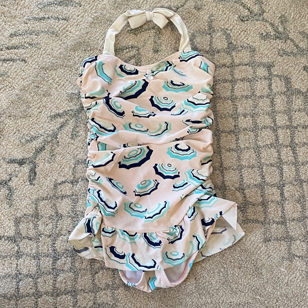 Janie and Jack pale pink and Blue Kids Swim One Piece size 4